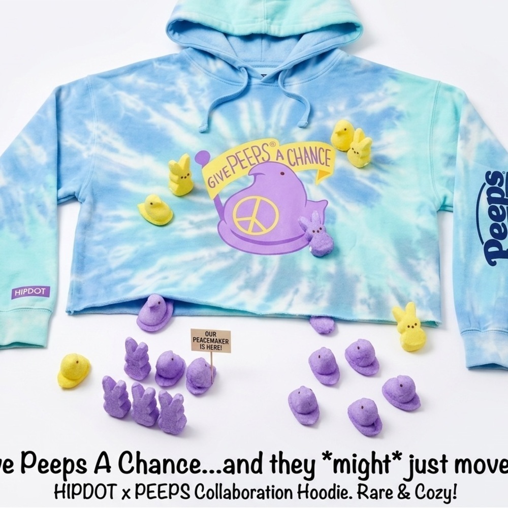 RARE HIPDOT x PEEPS Limited Edition Blue Tie Dye Crop Hoodie Sweatshirt size M